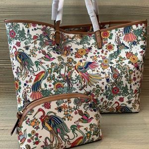 Tory Burch Kerrington Square Tote Paradise Floral.